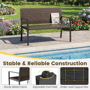 Patio Sun-Proof Rattan Loveseat with Soft Sponge Seat-Brown view 8