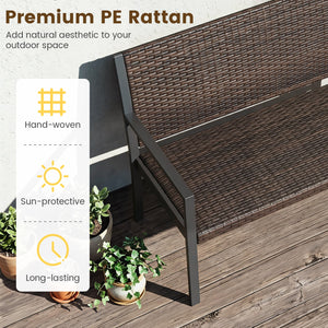 Patio Sun-Proof Rattan Loveseat with Soft Sponge Seat-Brown view 9