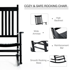 Wooden Porch Rocking Chair Outdoor Patio Rocker Garden Single Leisure Reclining Seat Armchair Natural – view 10