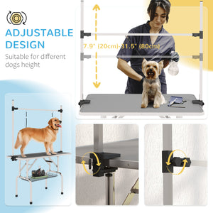 Adjustable Dog Grooming Table with 2 Safety Slings, Storage Basket, Black – view 17