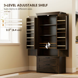Farmhouse Kitchen Pantry Storage Cabinet, 64" Freestanding Kitchen Pantry Cabinet with Drawers – view 12