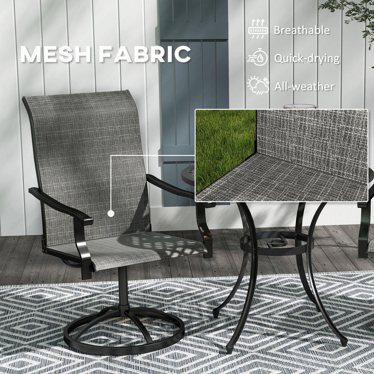 Outdoor Swivel Dining Chairs Set of 2, High Back Swivel Chairs with All Weather Mesh for Deck, Backyard – view 18
