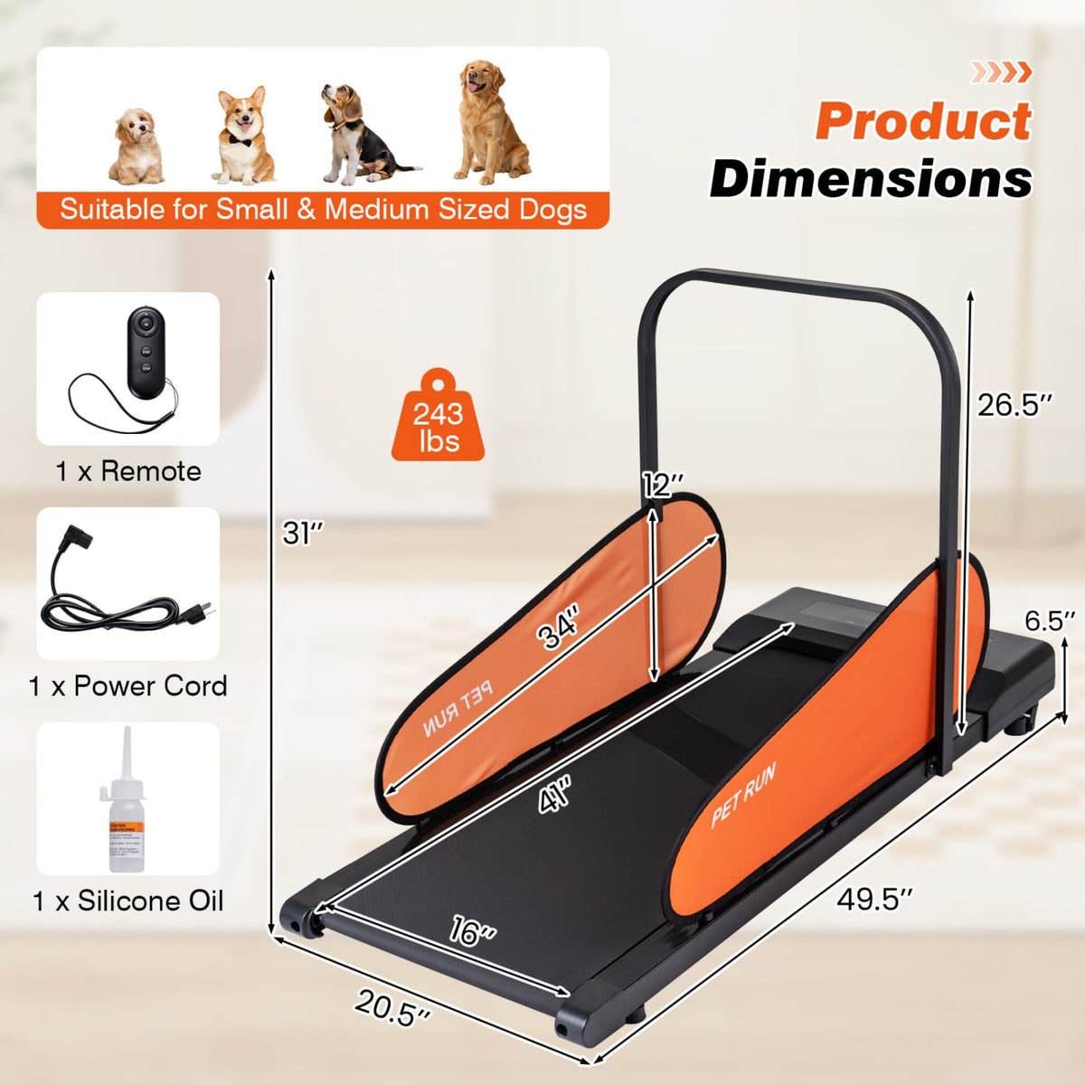Pet Treadmill for Small & Medium Dogs with LED Display and Adjustable Speed-Black view 4