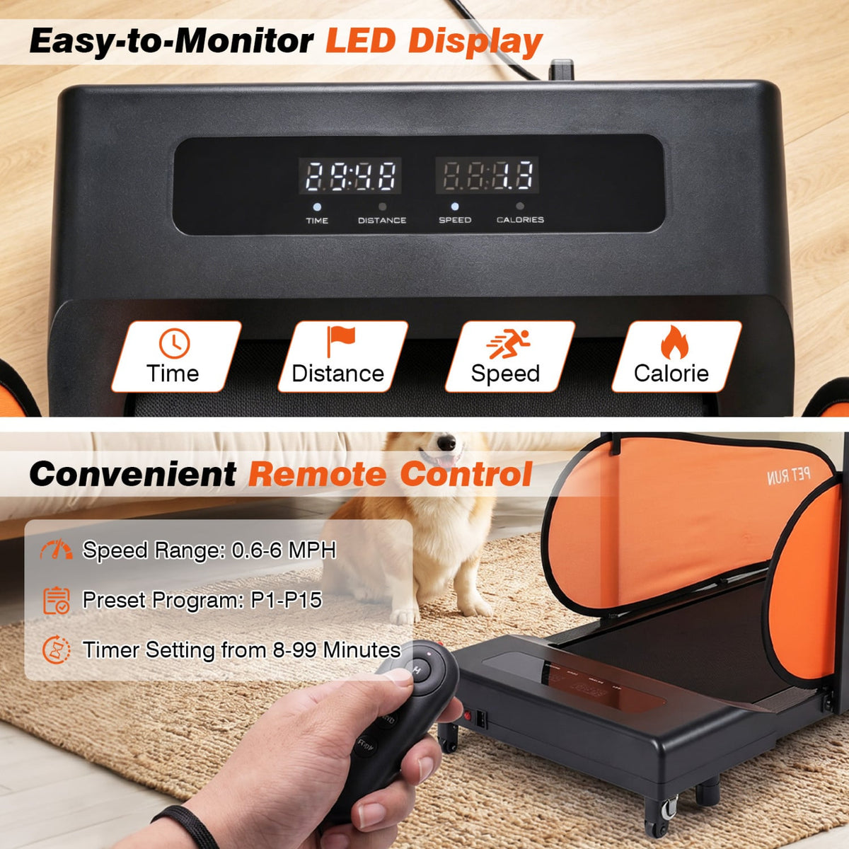 Pet Treadmill for Small & Medium Dogs with LED Display and Adjustable Speed-Black view 7