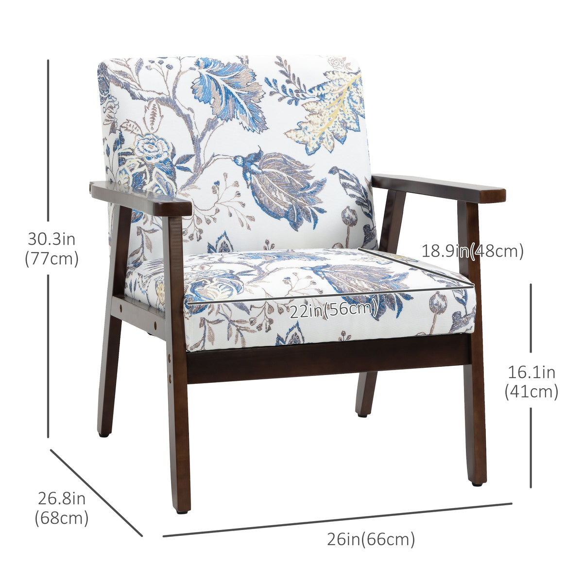 Accent Chairs with Cushioned Seat, Upholstered Linen-Feel Armchair with Adjustable Feet for Bedroom – view 23