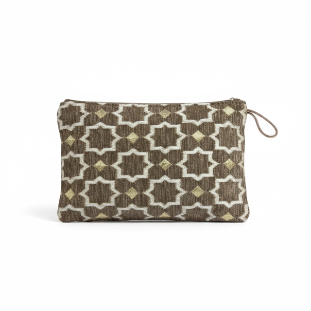One Earth Brocade Gold Pouch, Handmade Morocco, Large
