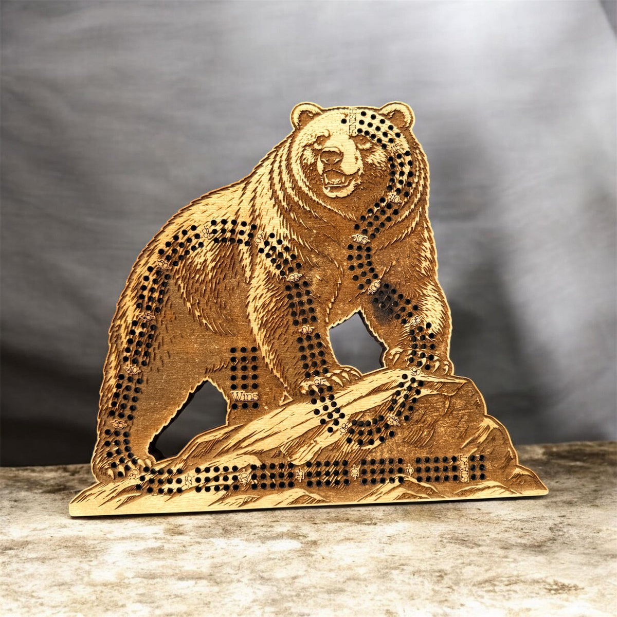 Grizzly Bear Cribbage Board - Creations by Alfie