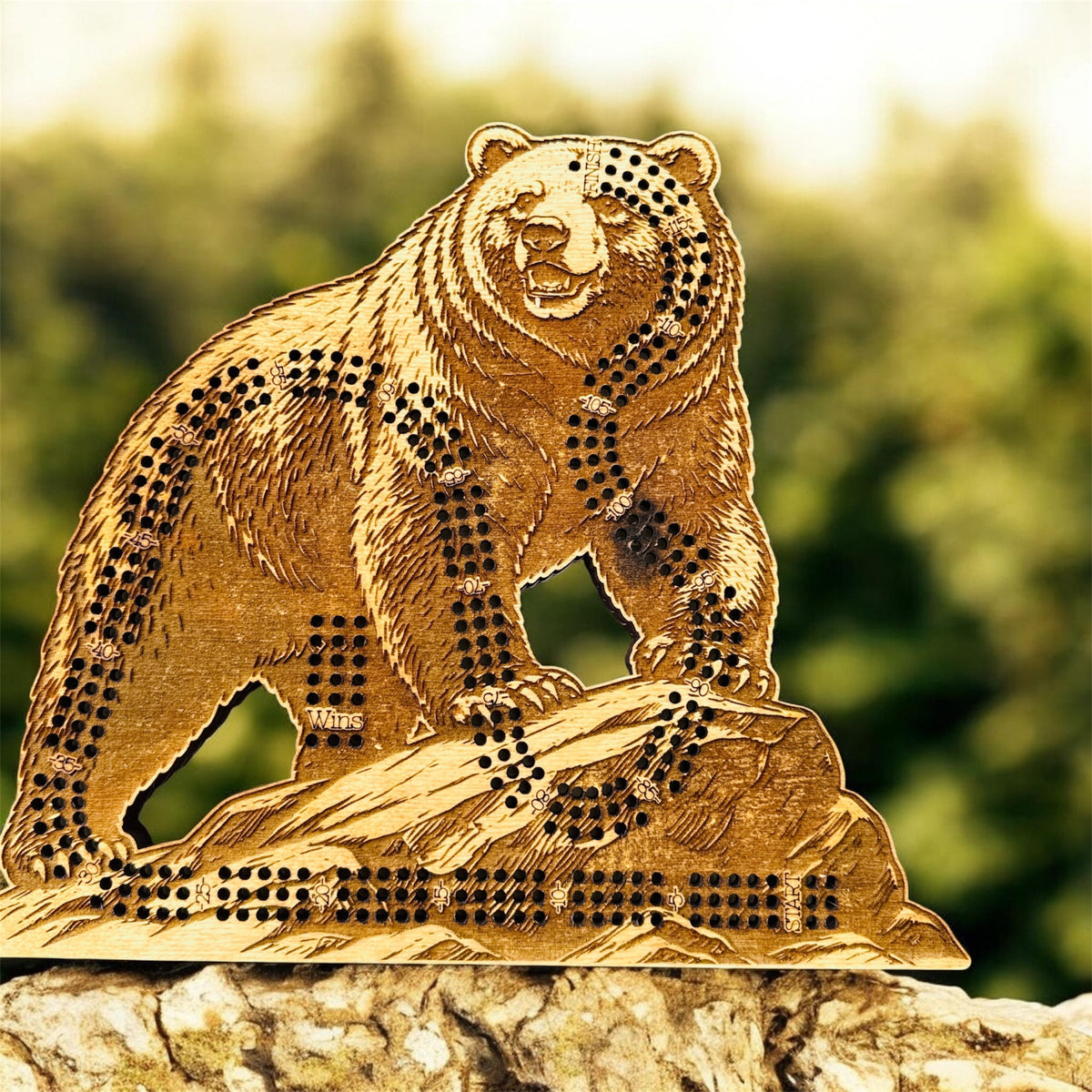 Grizzly Bear Cribbage Board - Creations by Alfie