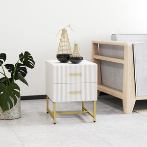 2 Pieces Nightstands with Storage, Modern Bedside Tables with 2 Fluted Drawers and Gold Legs for Bedroom – view 13