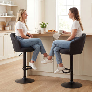 Bar Stools Set of 2, Swivel Counter Height Barstools with Back, Footrest, Adjustable Height, Beige – view 13