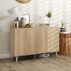 Buffet Cabinet with Storage Modern Fluted Sideboard with Adjustable Shelves Wood Legs for Dining Room – view 7
