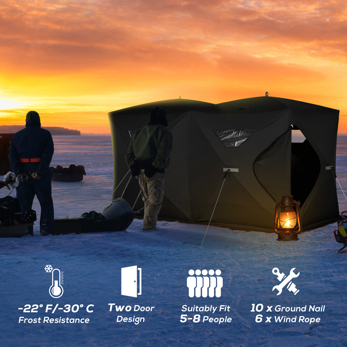 5-8 Person Pop-up Ice Fishing Shelter, Portable Ice Fishing Tent, Blue – view 10