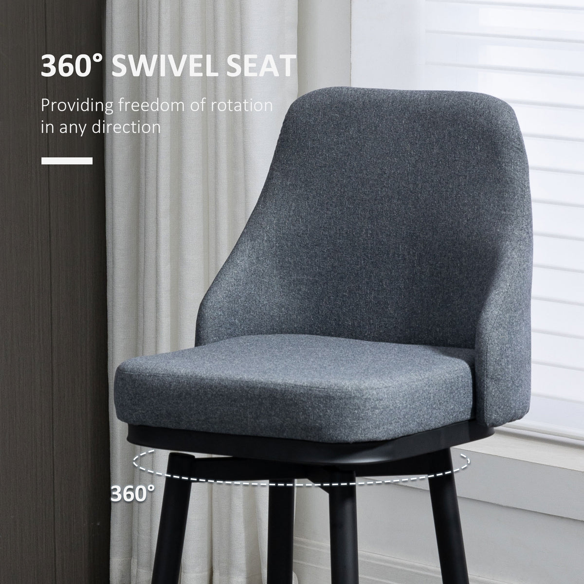 Extra Tall Bar Stools Set of 2, Modern 360° Swivel Barstools, Dining Room Chairs with Steel Legs Footrest – view 4