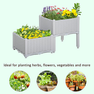 1 Piece Raised Garden Bed PP Raised Flower Bed Vegetable Herb Grow Box Stand Brown – view 20