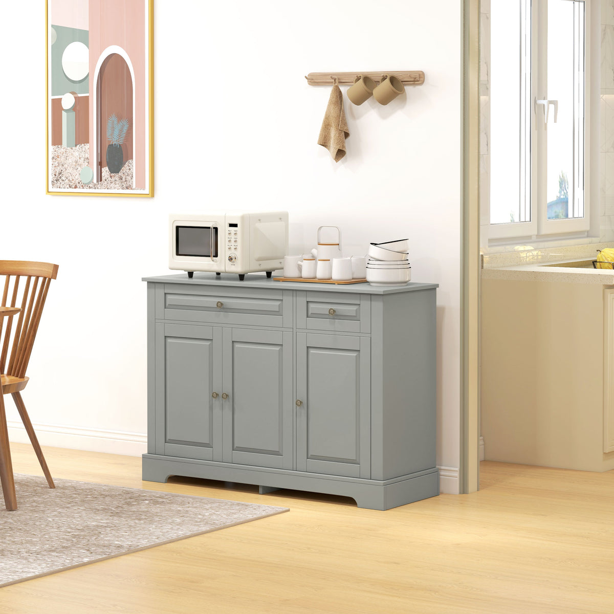 Modern Sideboard Cabinet, Buffet Cabinet with 2 Drawers and Adjustable Shelves – view 14