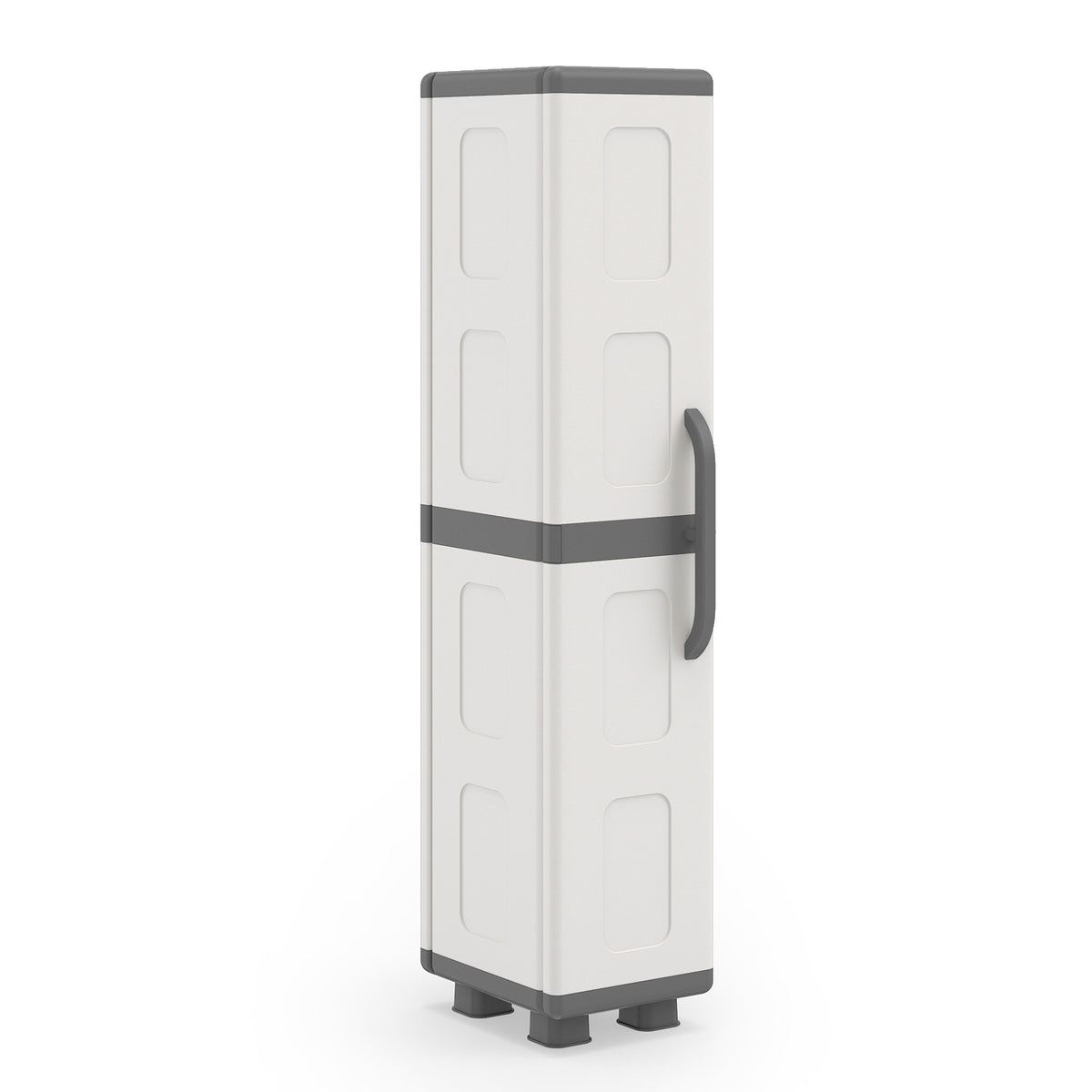 Plastic Kitchen Pantry with 4 Adjustable Shelves and Single Door for Living Room and Kitchen-Gray view 4