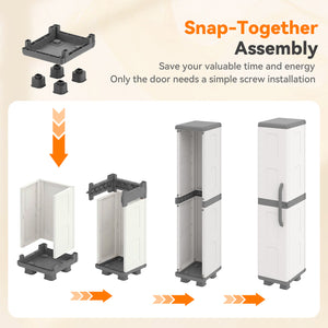 Plastic Kitchen Pantry with 4 Adjustable Shelves and Single Door for Living Room and Kitchen-Gray view 9