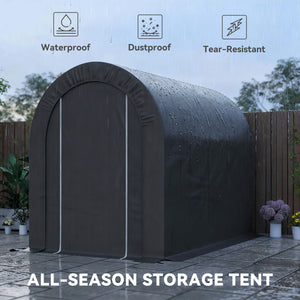 5' x 8' Outdoor Storage Shed, Heavy Duty Galvanized Steel Portable Shed for Bike, Motorcycle, Garden Tools – view 3