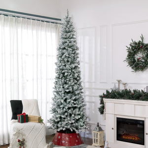 6ft Pencil Christmas Tree, Flocked Tree with 479 Branch Tips and Metal Base for Home, Indoor, Holiday