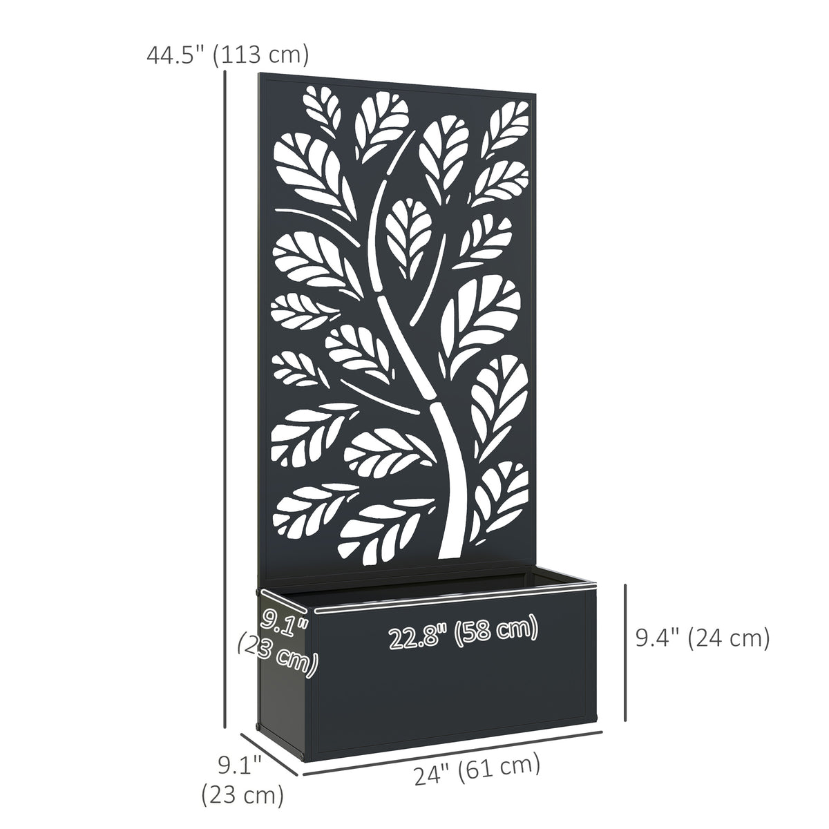 Metal Raised Garden Bed with Privacy Panel, Freestanding or Wall Mounted Outdoor Planter Box for Garden, Patio