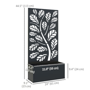 Metal Raised Garden Bed with Privacy Panel, Freestanding or Wall Mounted Outdoor Planter Box for Garden, Patio