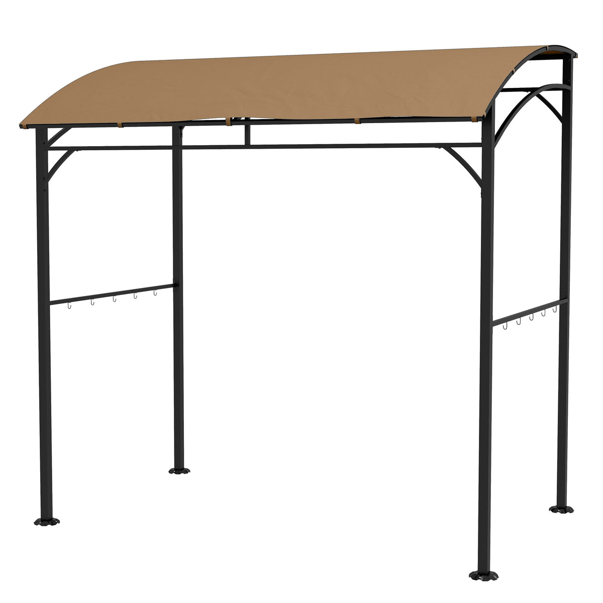 7' x 5' BBQ Grill Gazebo Tent, Garden Grill Canopy with Steel Frame and Hooks, Outdoor Sun Shade, Grey – view 43