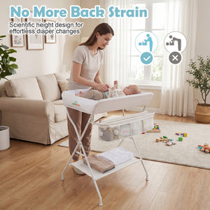 Portable Baby Change Table Folding Newborn Nursery Organizer-Beige view 5