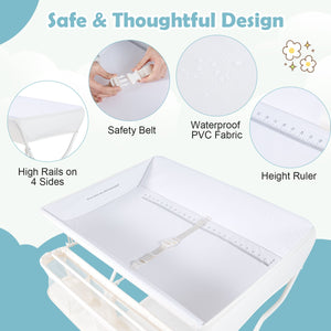 Portable Baby Change Table Folding Newborn Nursery Organizer-Beige view 7