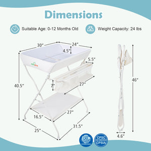 Portable Baby Change Table Folding Newborn Nursery Organizer-Beige view 4