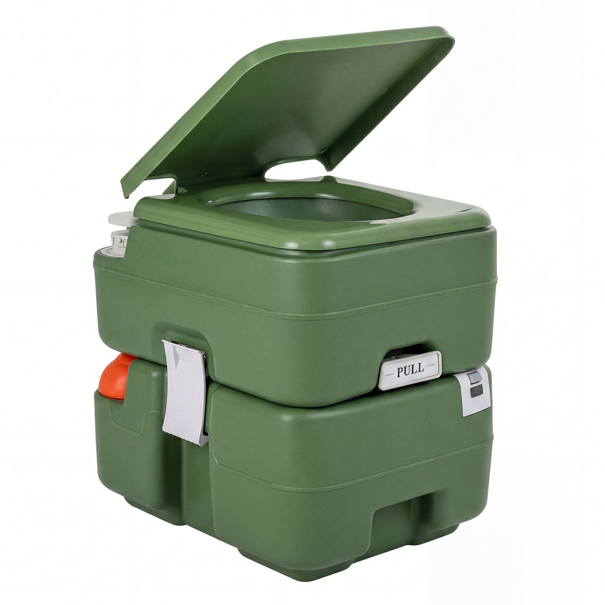 Portable Camping Toilet Porta Potty with Level Indicator and 22 L Detachable Waste Tank-Green