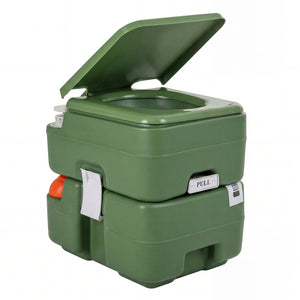 Portable Camping Toilet Porta Potty with Level Indicator and 22 L Detachable Waste Tank-Green