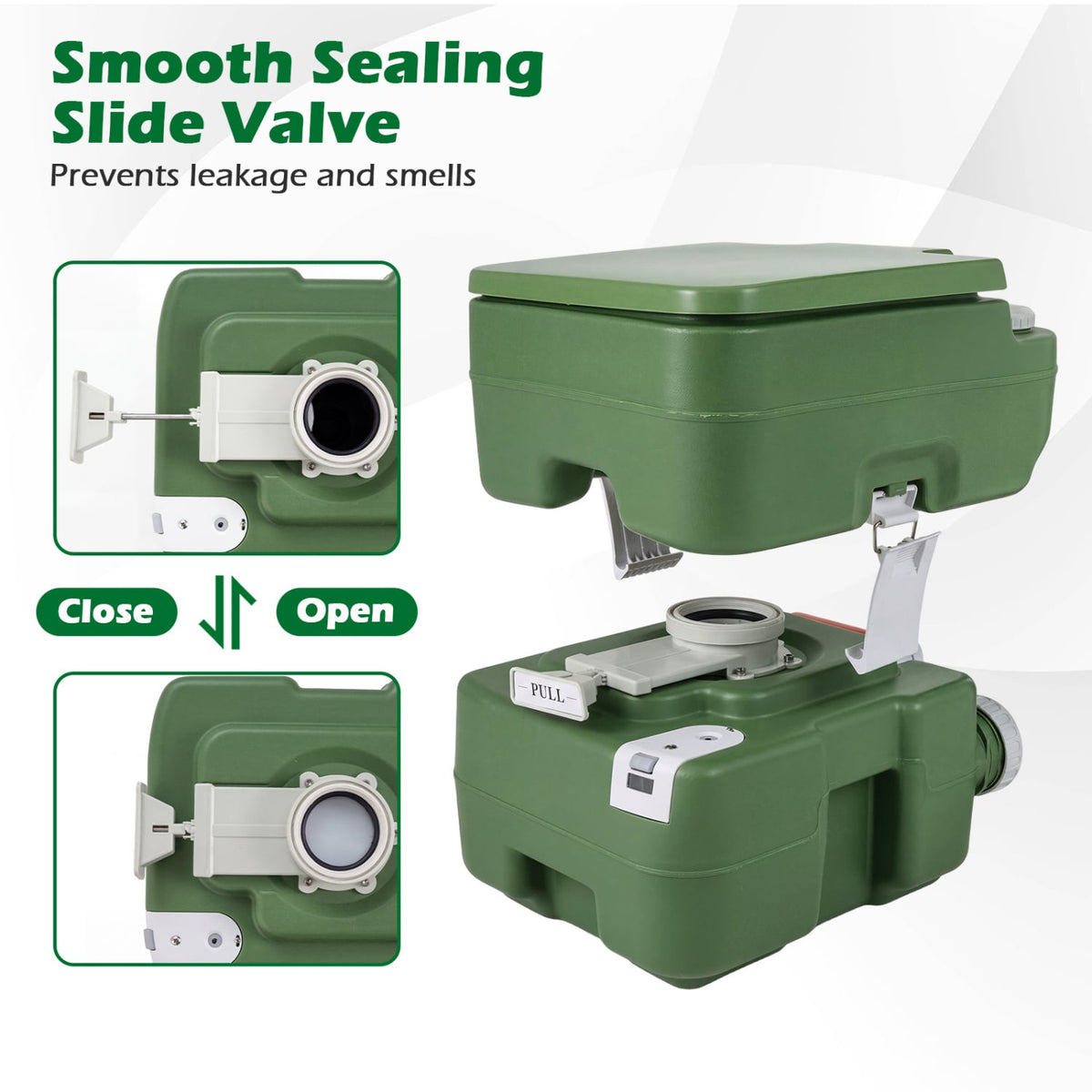 Portable Camping Toilet Porta Potty with Level Indicator and 22 L Detachable Waste Tank-Green view 9