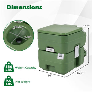 Portable Camping Toilet Porta Potty with Level Indicator and 22 L Detachable Waste Tank-Green view 4