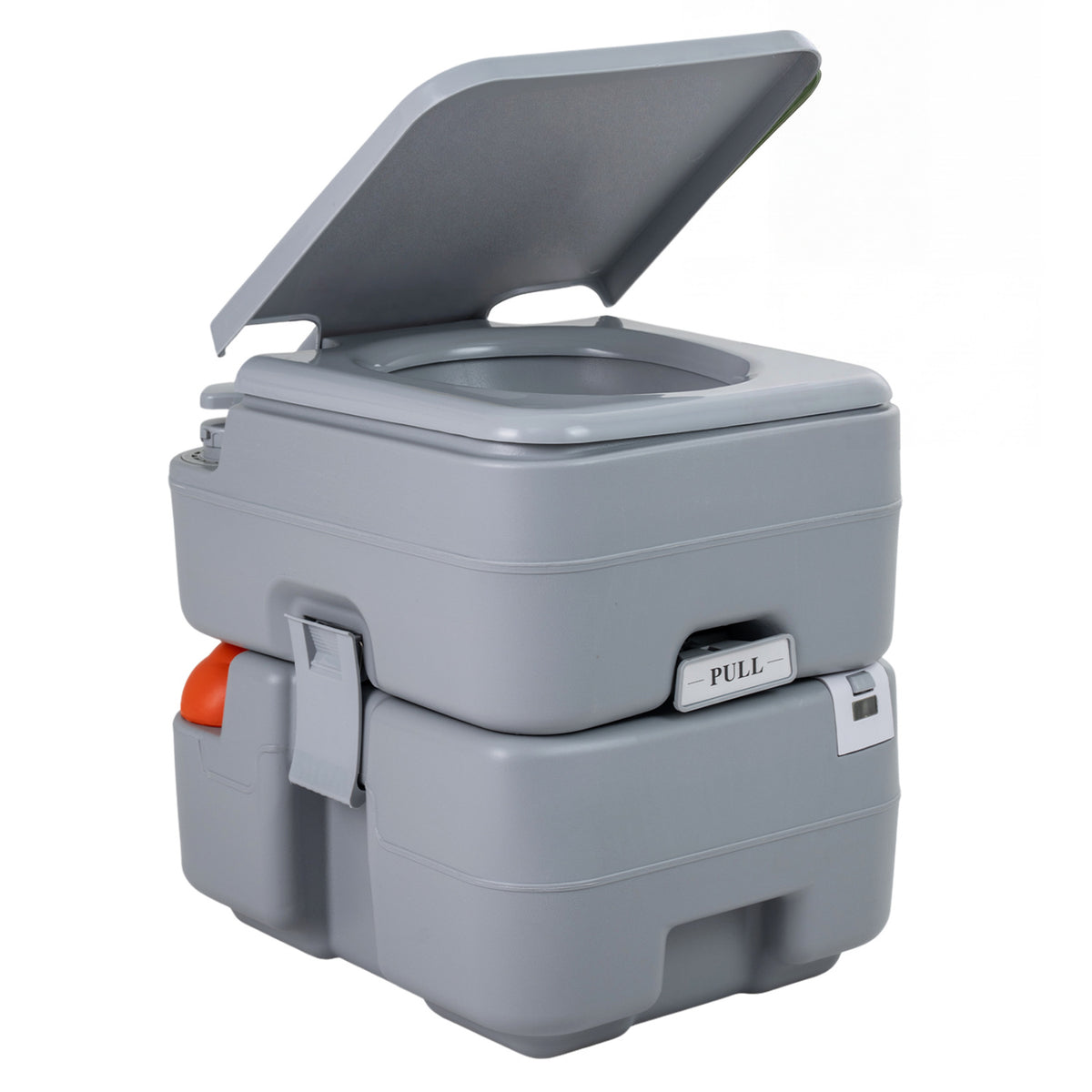 Portable Camping Toilet Porta Potty with Level Indicator and 22 L Detachable Waste Tank-Gray