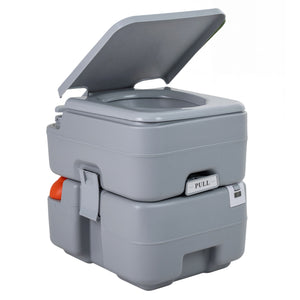 Portable Camping Toilet Porta Potty with Level Indicator and 22 L Detachable Waste Tank-Gray
