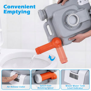 Portable Camping Toilet Porta Potty with Level Indicator and 22 L Detachable Waste Tank-Gray view 6