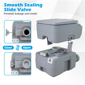 Portable Camping Toilet Porta Potty with Level Indicator and 22 L Detachable Waste Tank-Gray view 9