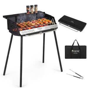 Portable Charcoal Grill with Detachable Legs, Adjustable Grate and Carrying Bag view 4