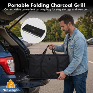 Portable Charcoal Grill with Detachable Legs, Adjustable Grate and Carrying Bag view 6