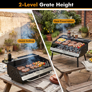 Portable Charcoal Grill with Detachable Legs, Adjustable Grate and Carrying Bag view 8