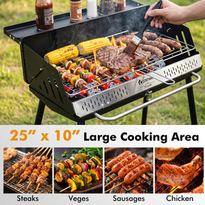 Portable Charcoal Grill with Detachable Legs, Adjustable Grate and Carrying Bag view 9