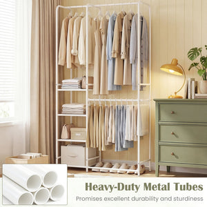 Portable Closet with Pants Hangers and 2 Hanging Rods and 4 Storage Shelves-White view 9