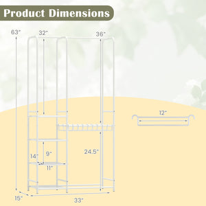 Portable Closet with Pants Hangers and 2 Hanging Rods and 4 Storage Shelves-White view 5