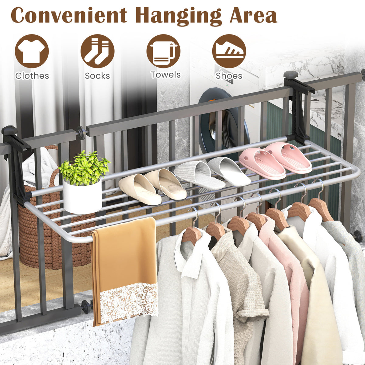 Portable Clothes Drying Rack Extendable Radiator Clothes Airer with Robust Aluminum Frame view 5