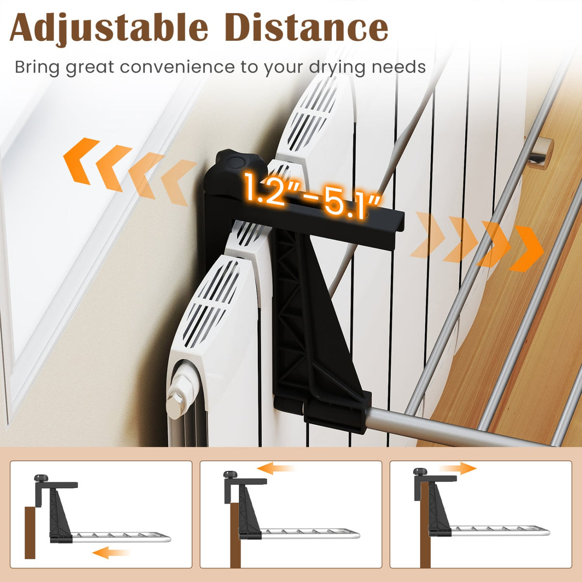 Portable Clothes Drying Rack Extendable Radiator Clothes Airer with Robust Aluminum Frame view 7
