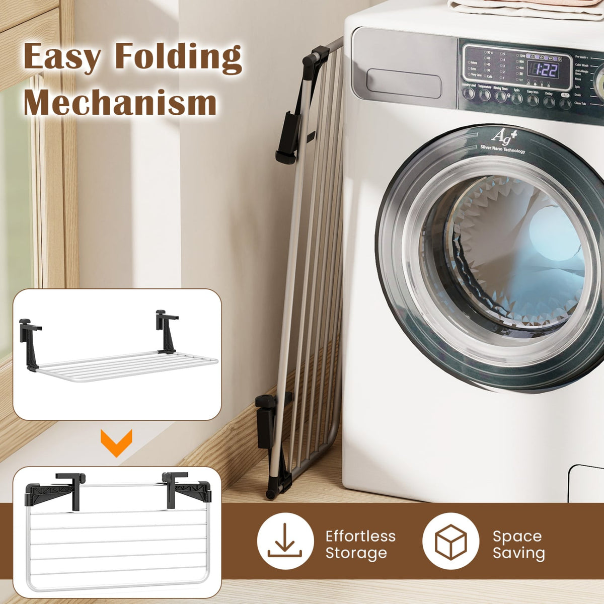 Portable Clothes Drying Rack Extendable Radiator Clothes Airer with Robust Aluminum Frame view 8