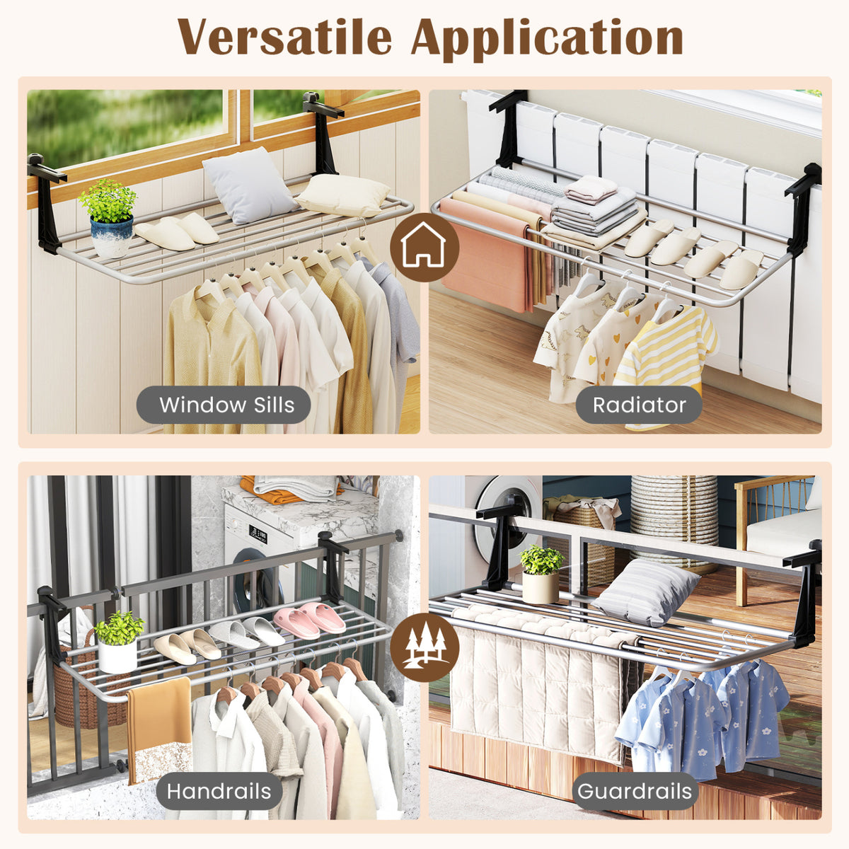 Portable Clothes Drying Rack Extendable Radiator Clothes Airer with Robust Aluminum Frame view 9