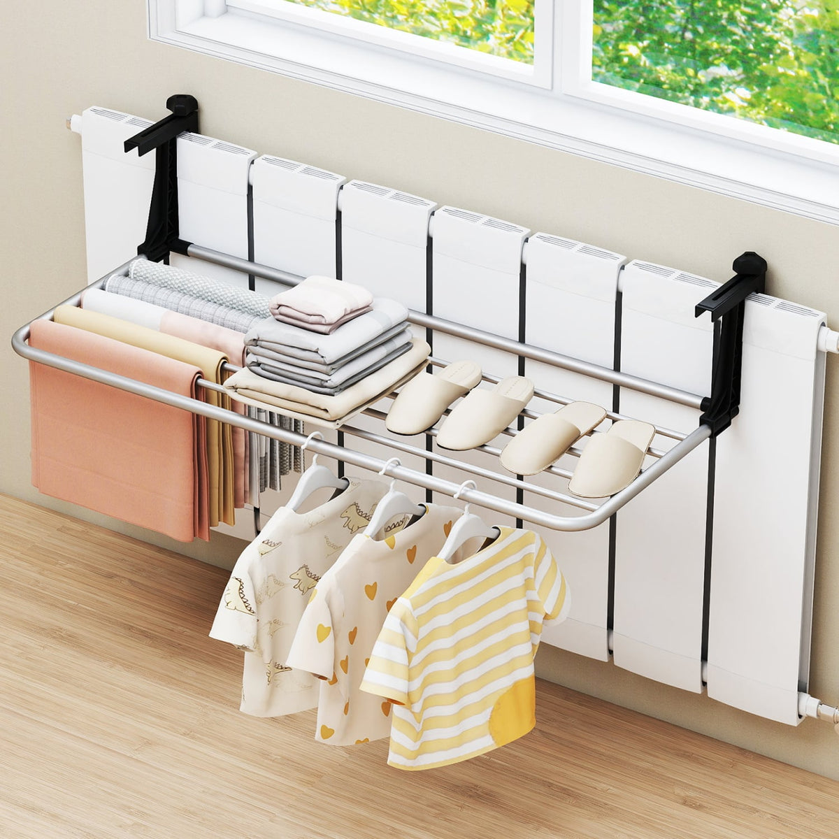 Portable Clothes Drying Rack Extendable Radiator Clothes Airer with Robust Aluminum Frame view 3