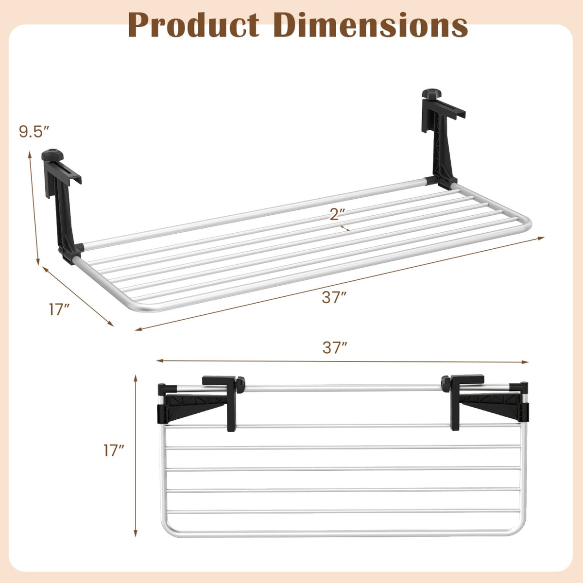 Portable Clothes Drying Rack Extendable Radiator Clothes Airer with Robust Aluminum Frame view 4