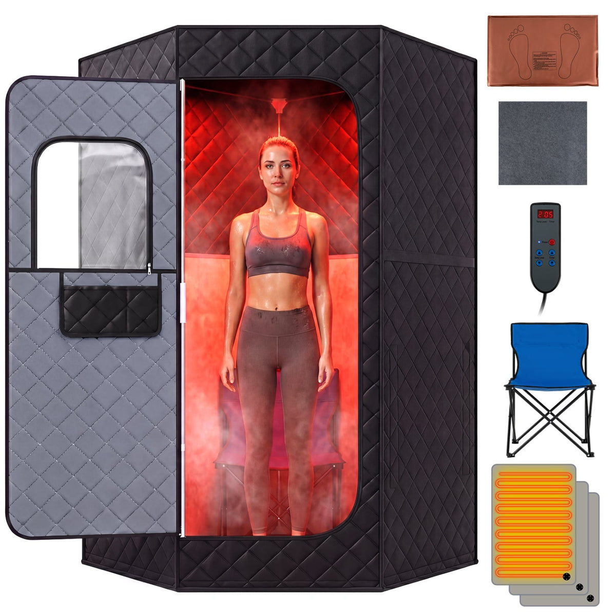 Portable Far Infrared Sauna Box for Home Full Body Sauna Tent-Black view 2